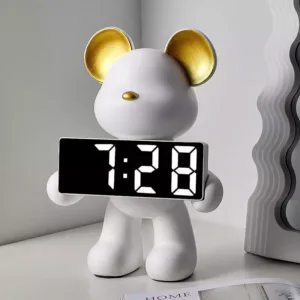 Figurine Miniature d'Ours en Résine avec Alarme LED