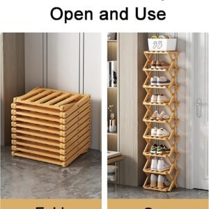 Étagère à chaussures pliable en bois