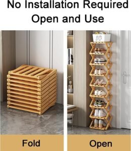 Étagère à chaussures pliable en bois