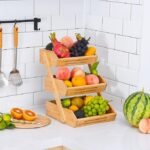 Panier à fruits et légumes en bambou à 3 niveaux .