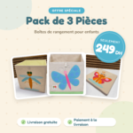 Pack de 3 Cubes de Rangement Enfant en Tissu – Organisateurs de Jouets, Livres & Vêtements (33 x 33 x 33 cm)